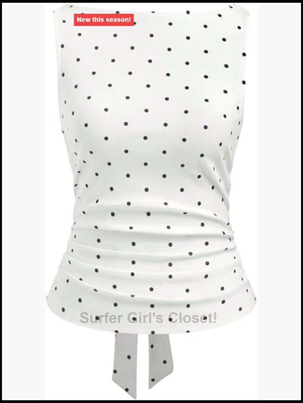Polka Dot Sleeveless Bow Back Tank Top Y2K Going Out Slim Fit Summer Top